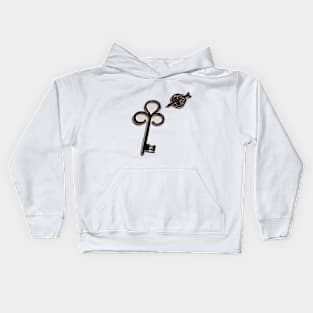 Vintage Key Design on Black Background No. 488 Kids Hoodie